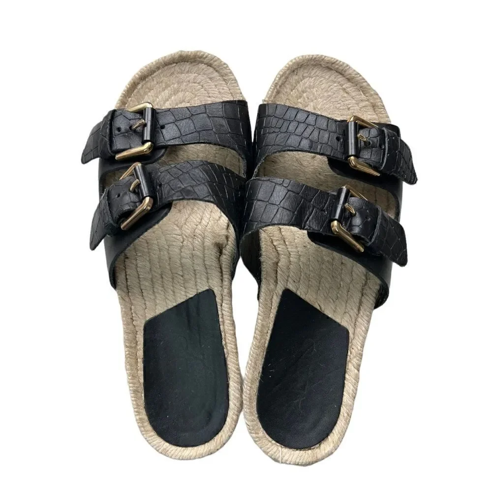 ALDO Buckle Black Sandal with Espadrille Sole NWT